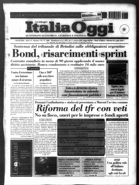 Italia oggi : quotidiano di economia finanza e politica